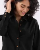 Cotton Linen Black Shirt for Women Online