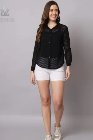 Black Net Shirt for Women