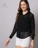Black Net Shirt for Women | Self Designed