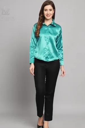 Solid Satin Formal Shirt for Women