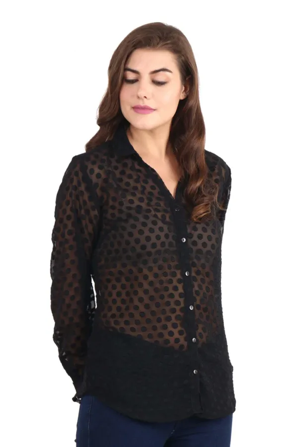 Black Dotted Shirt for Women - Image 2