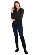 Black Dotted Shirt for Women