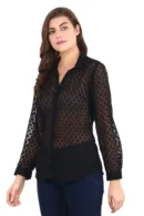 Black Dotted Shirt for Women