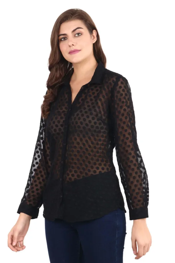 Black Dotted Shirt for Women - Image 5