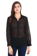 Black Dotted Shirt for Women