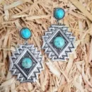 Geometric Rhombus Turquoise Earrings