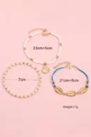 Gold Sheel Pearls Anklet Set