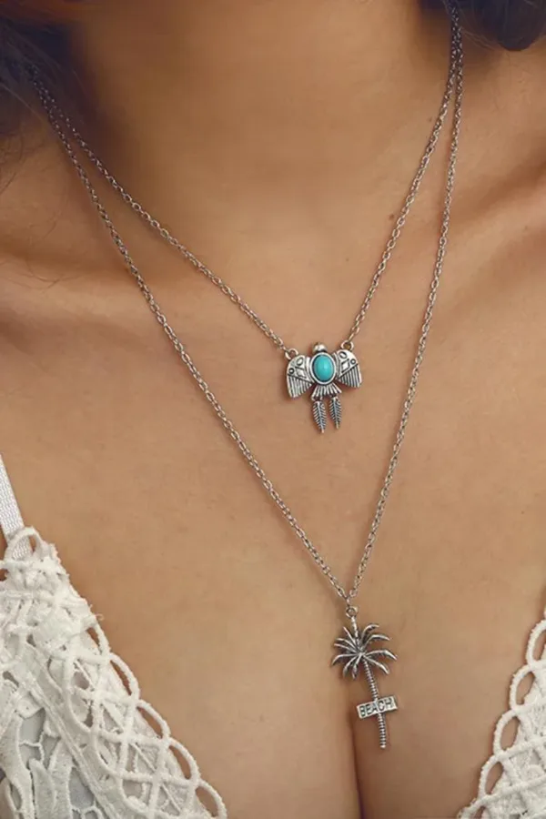 Beach Coconut Tree Thunderbird Multilayered Necklace