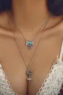 Beach Coconut Tree Thunderbird Multilayered Necklace