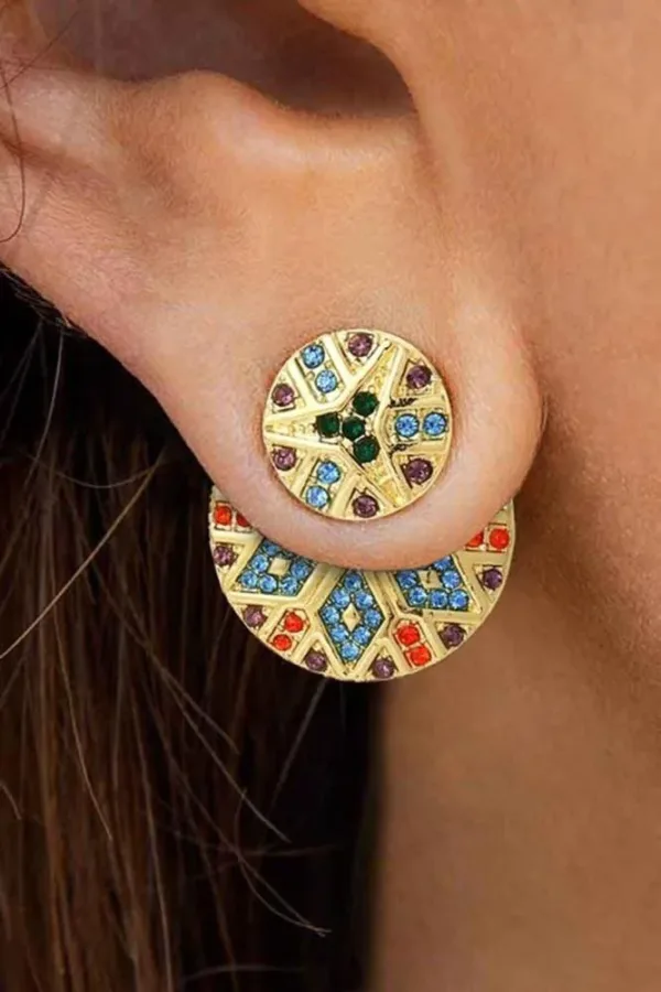 Bohemian Rhinestone Studded Earrings - Image 2