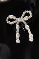 Pearl Beaded Bowknot Earrings