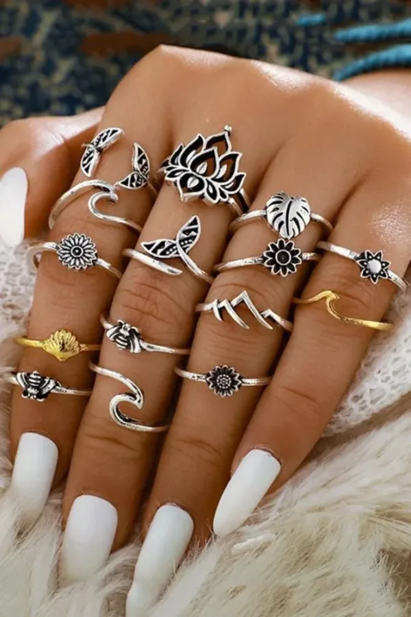 Bee Lotus Sunflower Rings