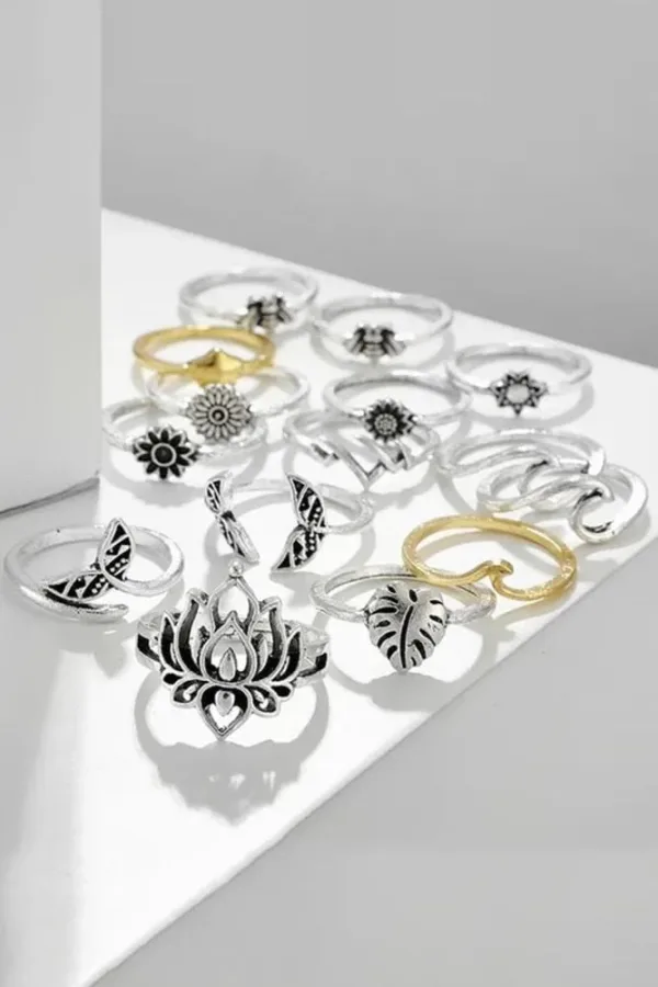 Bee Lotus Sunflower Rings - Image 4