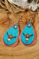 Steer Head Water Drop Earrings