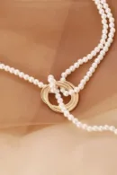 Gold Plated Pearl Knot Necklace