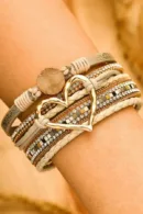 Heart Rhinestone Magnetic Buckle Bracelet